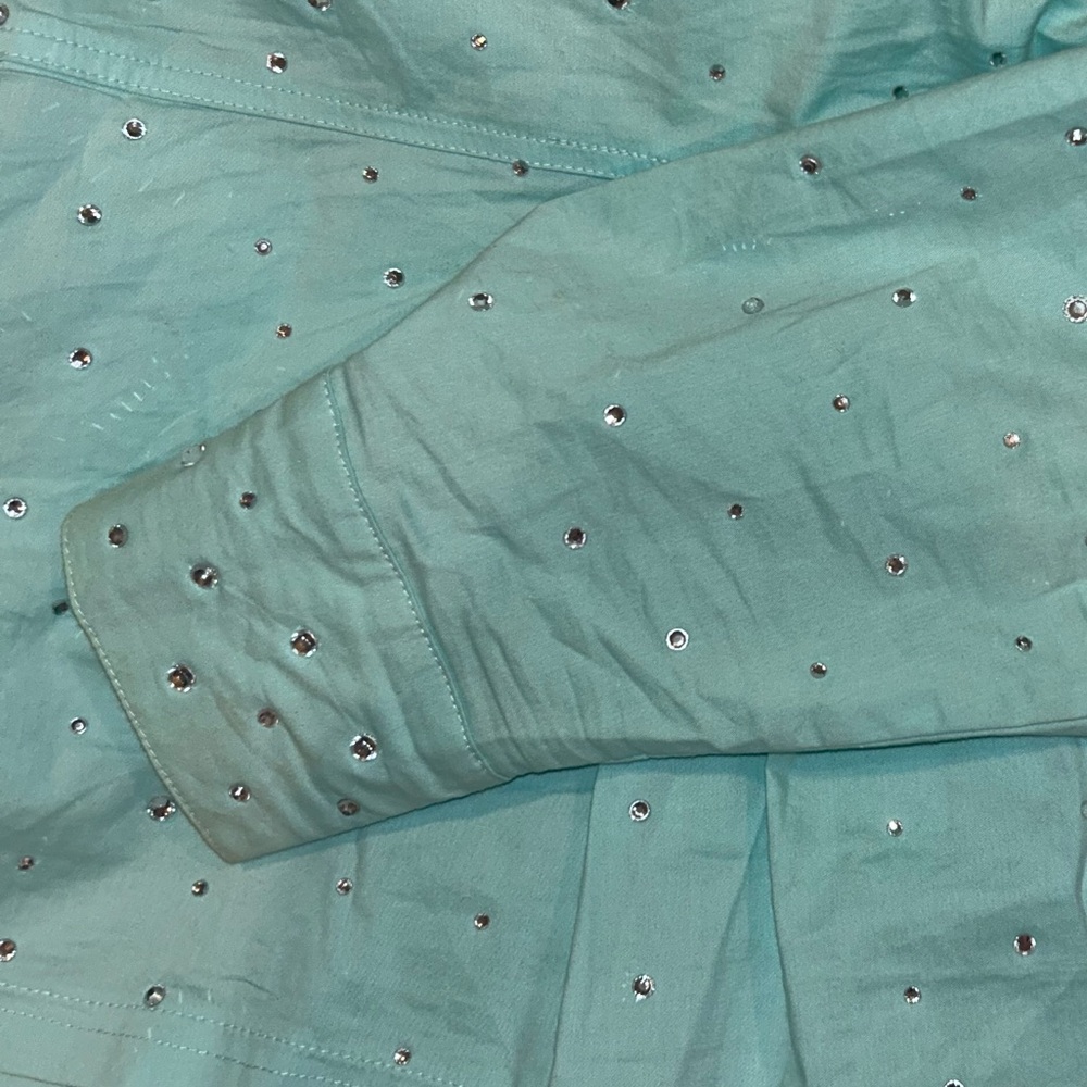 cropped rhinestone button down: size S/M